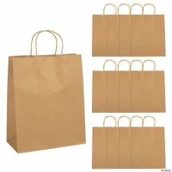 Deals 😍 10 1/2" x 5 1/4" x 13" Large Brown Kraft Paper Gift Bags - 12 Pc. ⌛