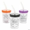 Brand new 😍 Color Your Own 🎃 Halloween Unicorn Pumpkin Cups with Lids & Straws - 12 Ct. 🎉