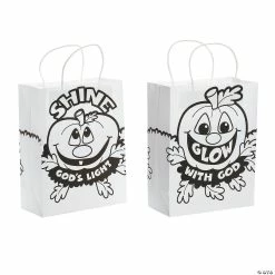 Cheap 🌟 Color Your Own Medium Christian Pumpkin Gift Bags - 12 Pc. 🎁