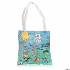 Discount ❤️ Color Your Own Medium Goofy Goblins 🧛 Halloween Tote Bags - 12 Pc. 🎁