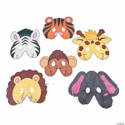Promo 🌟 Color Your Own Zoo Animal Masks - 12 Pc. 😀