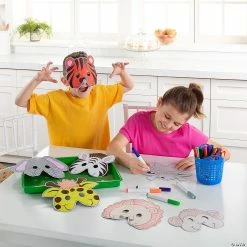 Promo 🌟 Color Your Own Zoo Animal Masks - 12 Pc. 😀 -Halloween Crafts for Kids Sales color your own zoo animal masks 12 pc 48 968 a03