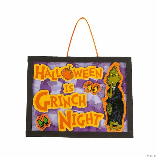 Coupon 😉 Dr. Seuss™ The Grinch 🧛 Halloween Tissue Paper Sign Craft Kit - Makes 12 😀 -Halloween Crafts for Kids Sales dr seuss the grinch halloween tissue paper sign craft kit makes 1213982731