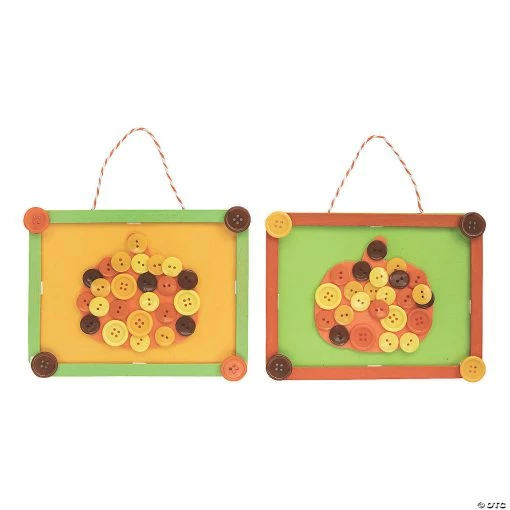 Promo 👍 Pumpkin Button Frame Craft Kit - Makes 12 👏 -Halloween Crafts for Kids Sales pumpkin button frame craft kit makes 1213950313